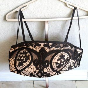 Fashion Nova Cropped Black Lace Top Size Medium